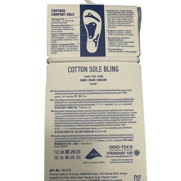 Birkenstock Cotton Sole Bling Skyway Blue Socks - Picture 3 of 4